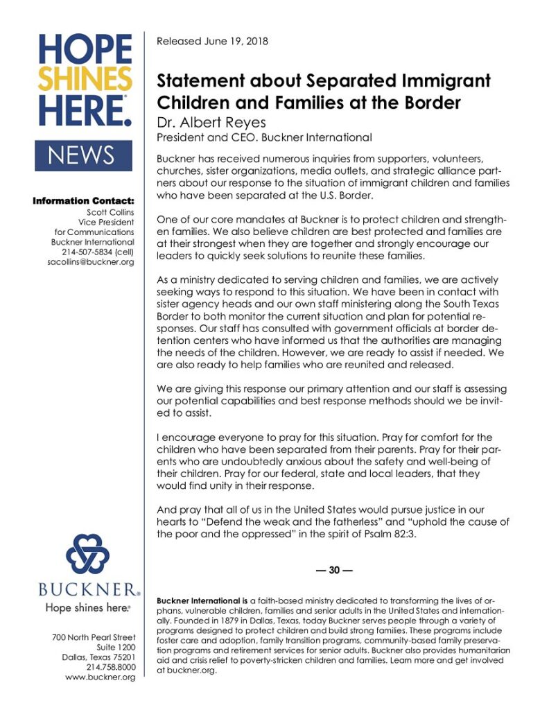 Statement about Immigration & Border Issues